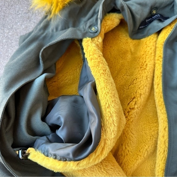 Zara Faux Fur Trimmed Hooded Parka Womens Medium - Picture 9 of 10